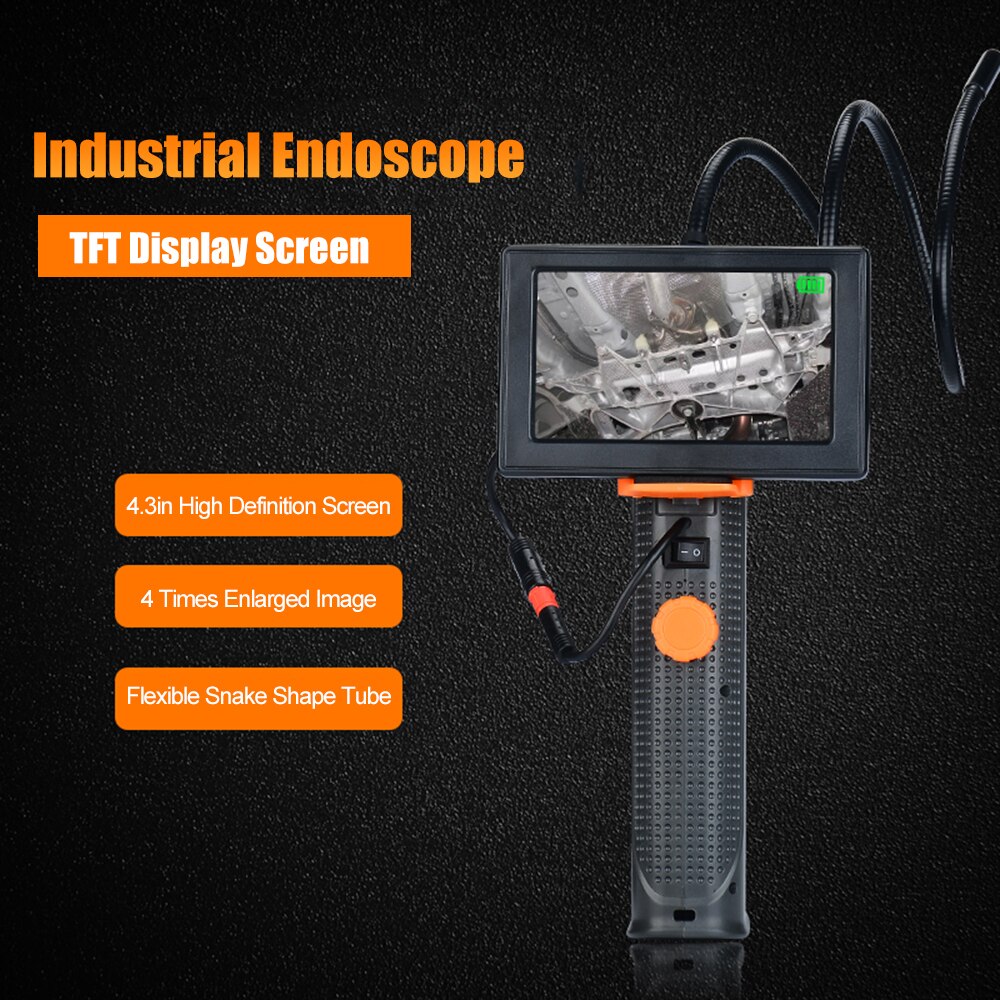 Industrial Endoscope 4.3in Screen High Definition Display Micro-Inspection Camera Industrial Pipeline IP68 Waterproof Metal Tube