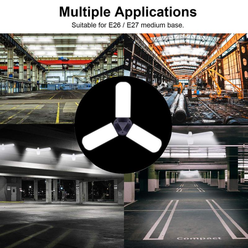 Light Led Garage Lights Super Bright 60W Daylight Light Bulbs 6000LM Deformable Garage Ceiling LED Shop Lights