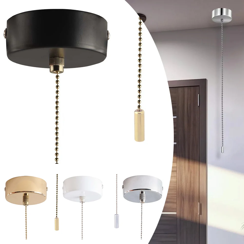Pull Cord Light Switch for Bathroom Ceiling with 100cm Chain Modern Chrome for Enhanced Safety and Easy Control