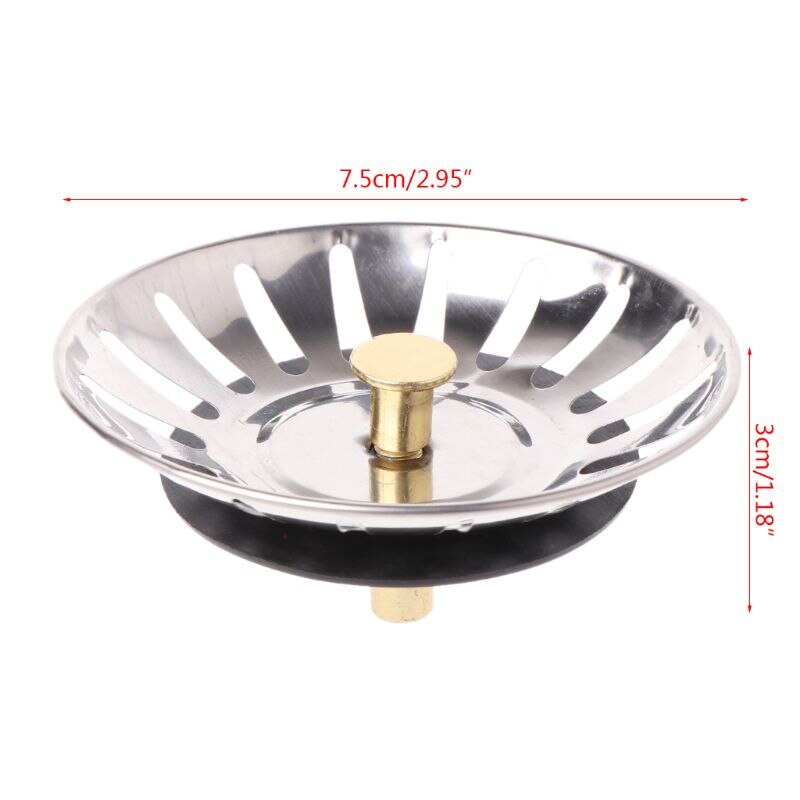 Kitchen Stainless Steel Basin Drain Dopant Sink Strainer Basket Waste Filter N27 20