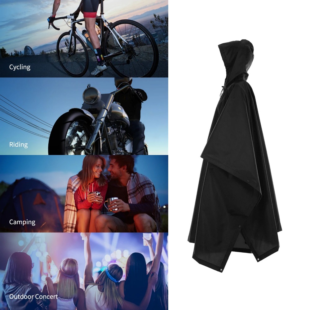 3-in-1 buitenregenjas met capuchon, waterdichte regenponcho, motorfiets regenhoes, kamperen, wandelen, reizen, regenkleding, tent