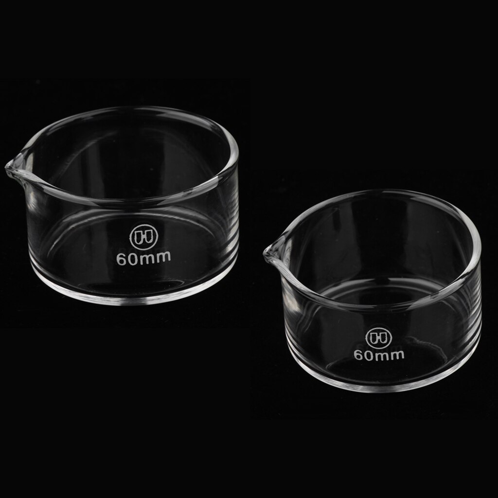 2 Pieces 60mm Reusable Glass Crystallizing Dishes, Borosilicate