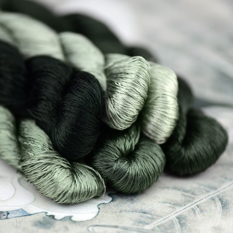 Jedwabne nici robić haftowania/100% nici jedwabne/rękojeść ręczny haftować ściegiem krzyżykowym/kolor zielonego mchu/6 czyste kolory