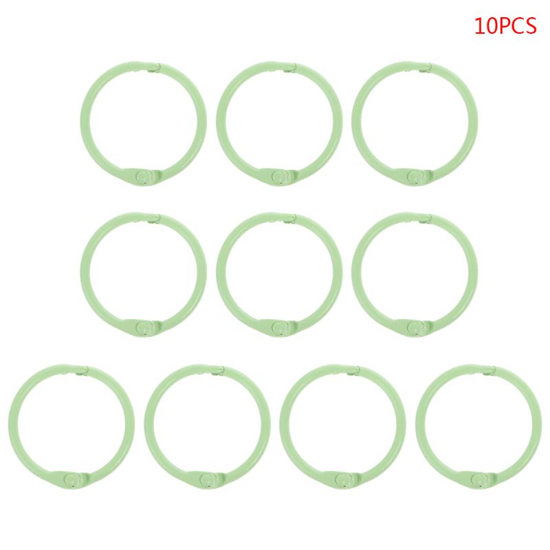 10pcs Metal Loose Leaf Binder Ring Book Hoops DIY Albums School Office Supplies Craft: Light Green