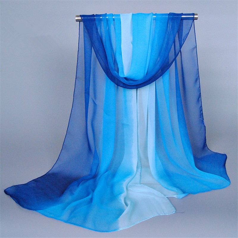 Foulard Hijab en mousseline de soie pour femme musulmane, nouvelle de luxe, châle de couleur dégradée, Poncho, Bandana, à la