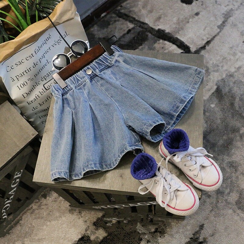Gonne di jeans a pieghe moda estate 2021 per bambini ragazze adolescenti con pantaloncini pantaloni caldi casuali abbigliamento per ragazze per bambini vestito P114