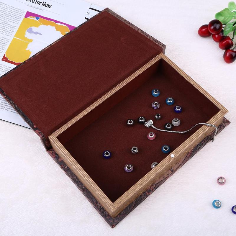 Retro Vintage Grote wereldkaart Security Veilig Hout Boek Cash Money Jewelry Organizer Box Europese Stijl Houten Opbergdoos