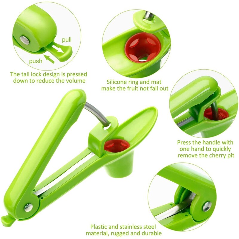 2 Pieces Cherry Pitter Remover Handheld Cherry Pitter Stoner and Strawberry Stem Remover Strawberry Huller