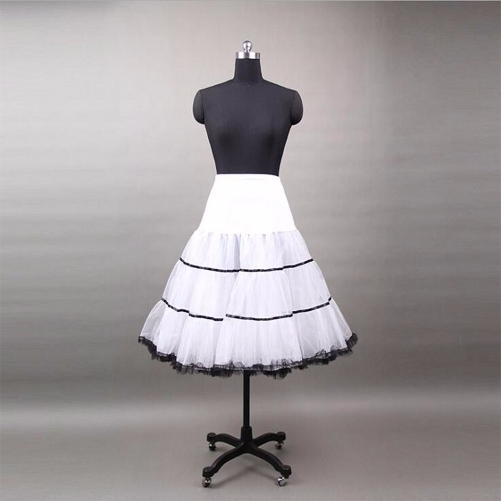 Crinoline Tulle Petticoat Short Woman Red Black Petticoat Girl Skirt Underskirt Kinderen Jupon: White and Black