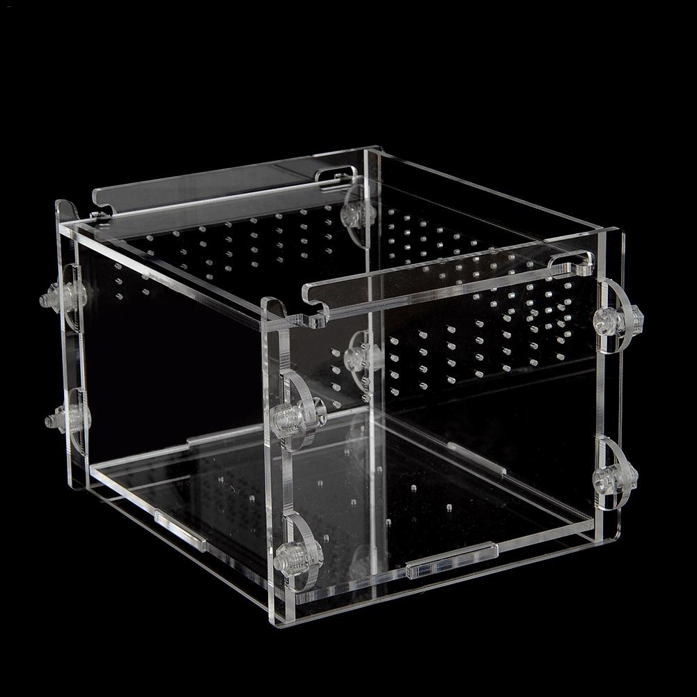 Acrylic Transparent Reptile Amphibious Box Breathable Durable Flip Cover Reptile Cage Easy Install Lizard Breeding Box 20E