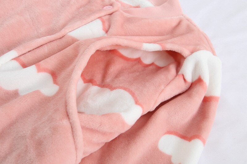 Fdfklak efterår vinter langærmet barsel nattøj graviditet pijama til gravid pink tykkere flannel ammende pyjamas