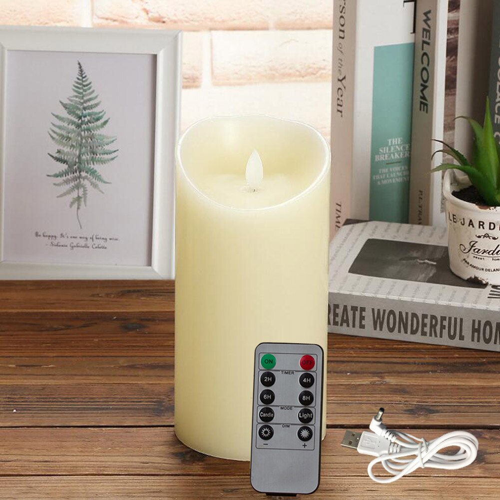 Rechargeable Candles Lights, LED Flameless Candles Smooth Flickering Candle Light with Timer Remote Control for Home Decoration: 1pcs 7.5x17.5cm RC