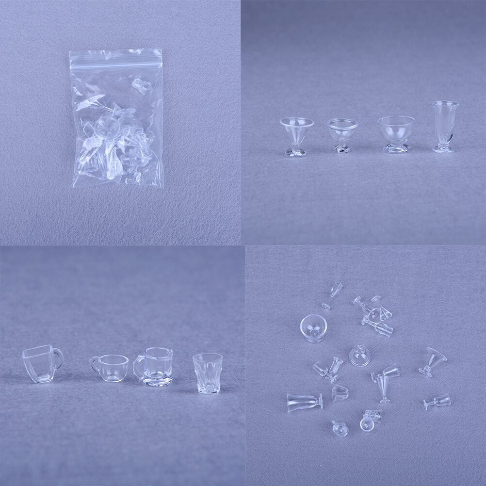 Commercio tutto'ingrosso mini Cibo Bambola Accessori Forma Giocattolo mini Casa Delle Bambole in Miniatura bere Ghiaccio crema tazze impostato Modello Giochi Di Imitazione 17 pz/impostato