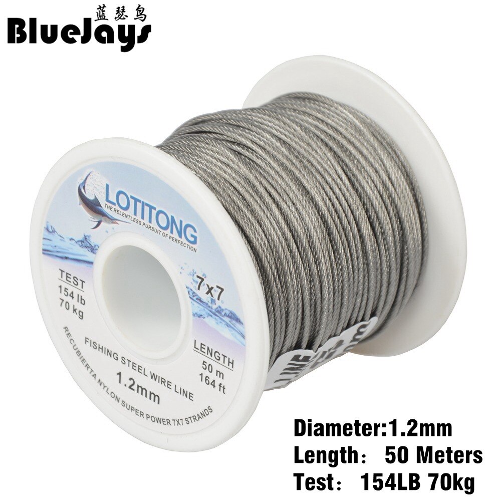 Super Power 70LB-368LB Vissen Staaldraad Lijn 7X7 Strengen Trace Coating Draad Leider Coating Jigging Draad Lood Vis jigging Lijn: 1.2mm 50 meters