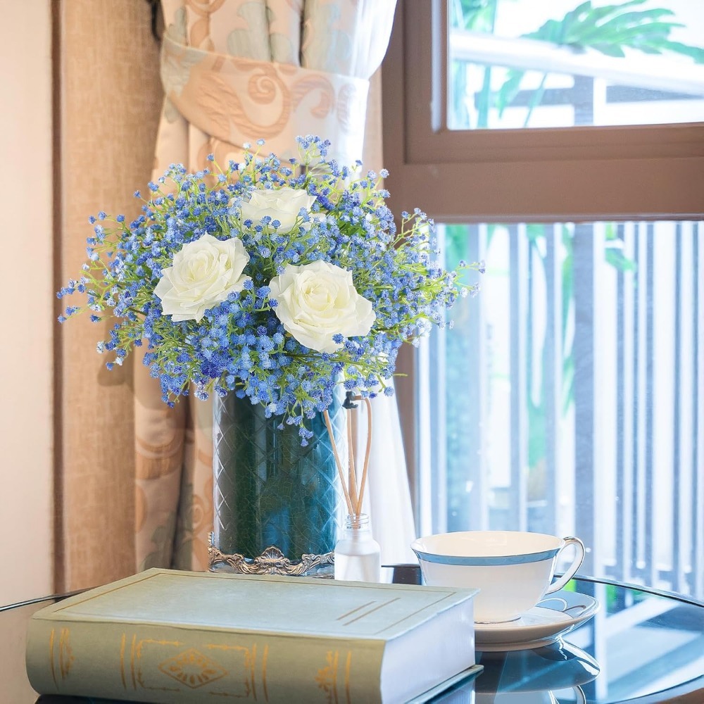 Ramo de flores de estrellas de cielo Artificial de 52cm, azul y blanca, decoración navideña para el hogar, accesorios de fotografía, planta, decoración de boda
