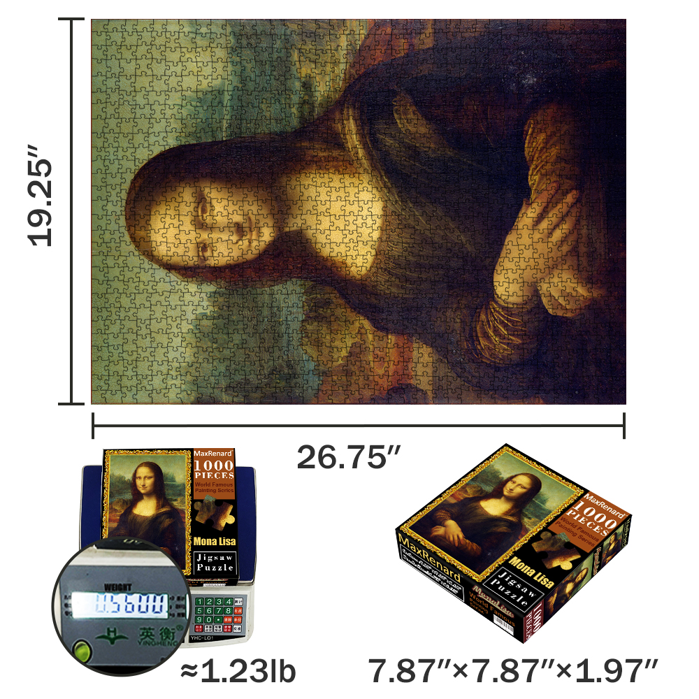 Maxrenard 1000- piece puzzle for adults, mona lisa famous painting toy, eco-friendly christmas gift toy made of paper
