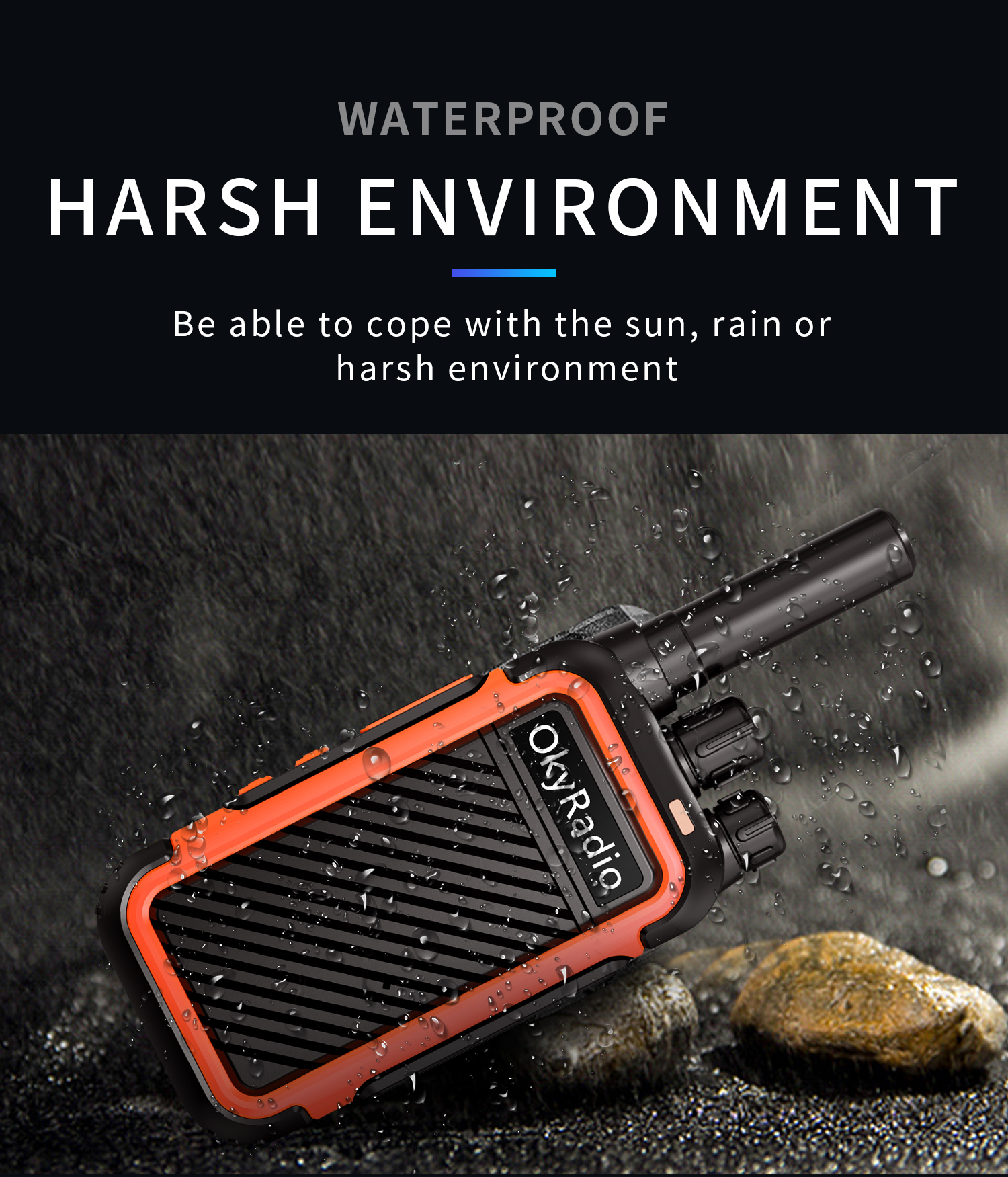 OkyRadio-walkie-talkie portátil resistente al agua, dispositivo con llamada de 6km, batería de 2022 mAh, potencia de 5w, 16 Canales para el trabajo, 4800