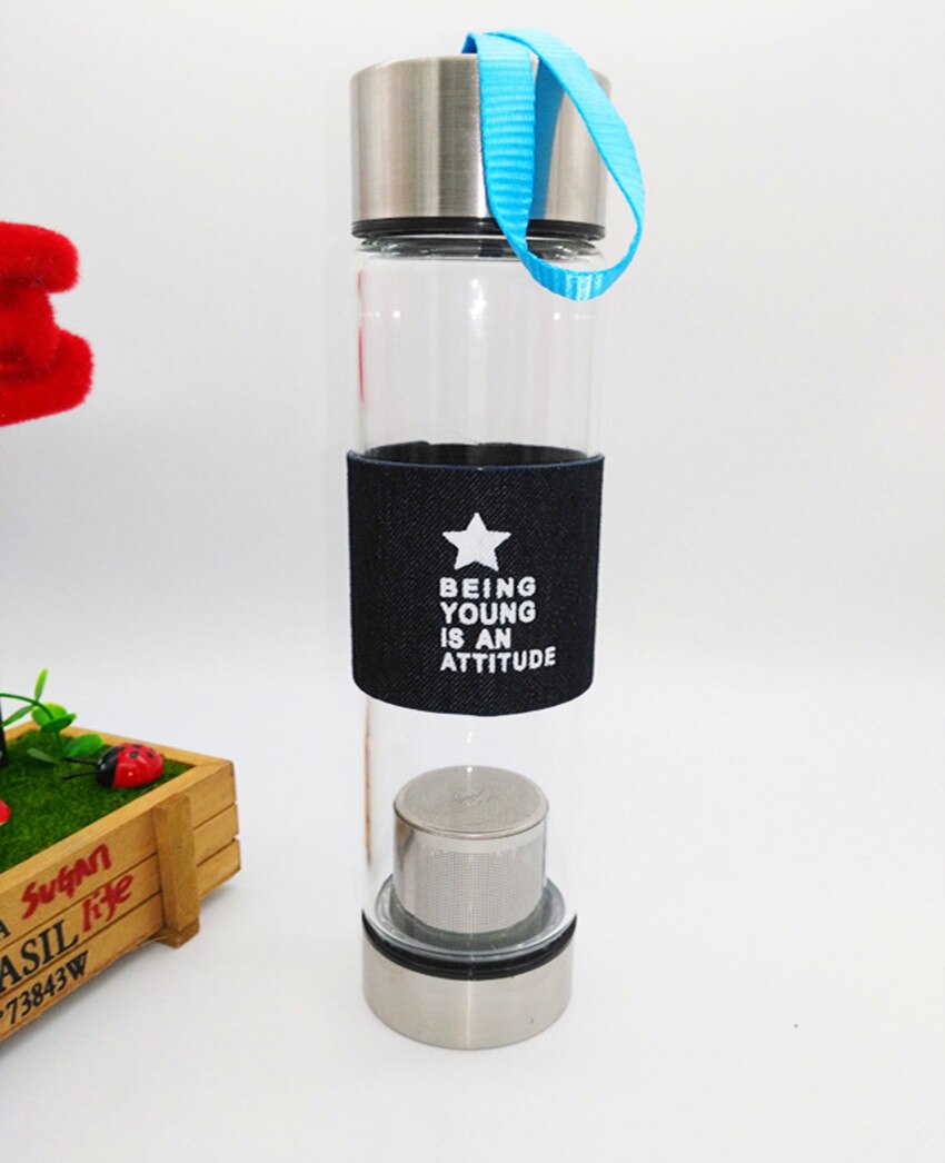 450ml glas vattenflaska med te tillförsel min dryck 500 ml vassleprotein shaker sport bootle resor flaskor: Blå