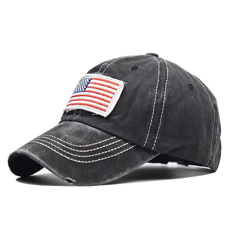Ren bomuld vasket hestehale hul flag broderet baseball kasket hestehale hat buet skygge hestehale casquette