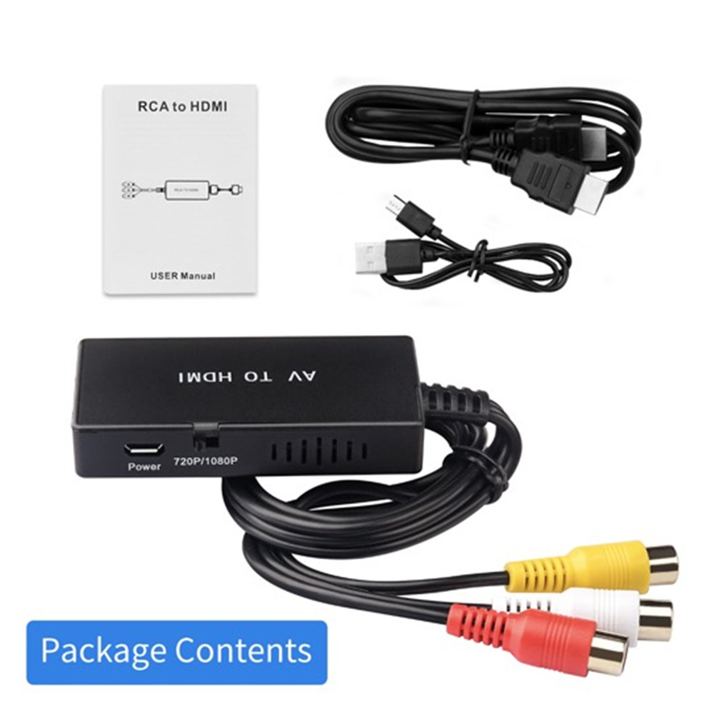 AV to HDMI Converter RCA to HDMI Audio Vdieo Converter Adapter Support 1080P/ 720P NTSC/PAL Compatible with PS1 PS2 PS3 HD TV