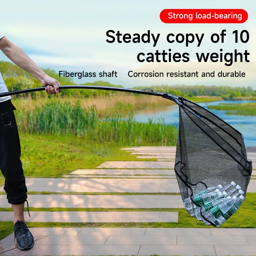 1.1M/1.8M/2.5M Opvouwbaar Visnet Drijvend Visnet Opvouwbaar Visnet Vissen Schepnet met Telescopische Staaf Rubberen Jas