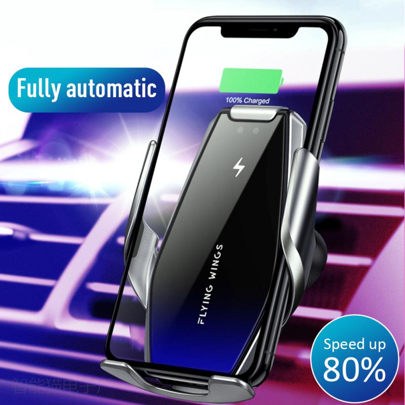 Automatische Spann 15 W Auto Drahtlose Ladegerät Für iPhone Xs LG Infrarot Induktion Qi Drahtlose Ladegerät Auto Telefon Halter Halterung