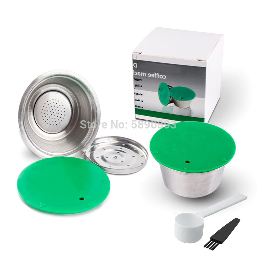 Kapsuła robić kawy wielokrotnego użytku filiżanka filtrowa ze stali nierdzewnej metalowa kapsułka robić Nescafe Dolce werwa wielokrotnego napełniania czapki łyżka szczotka filtr