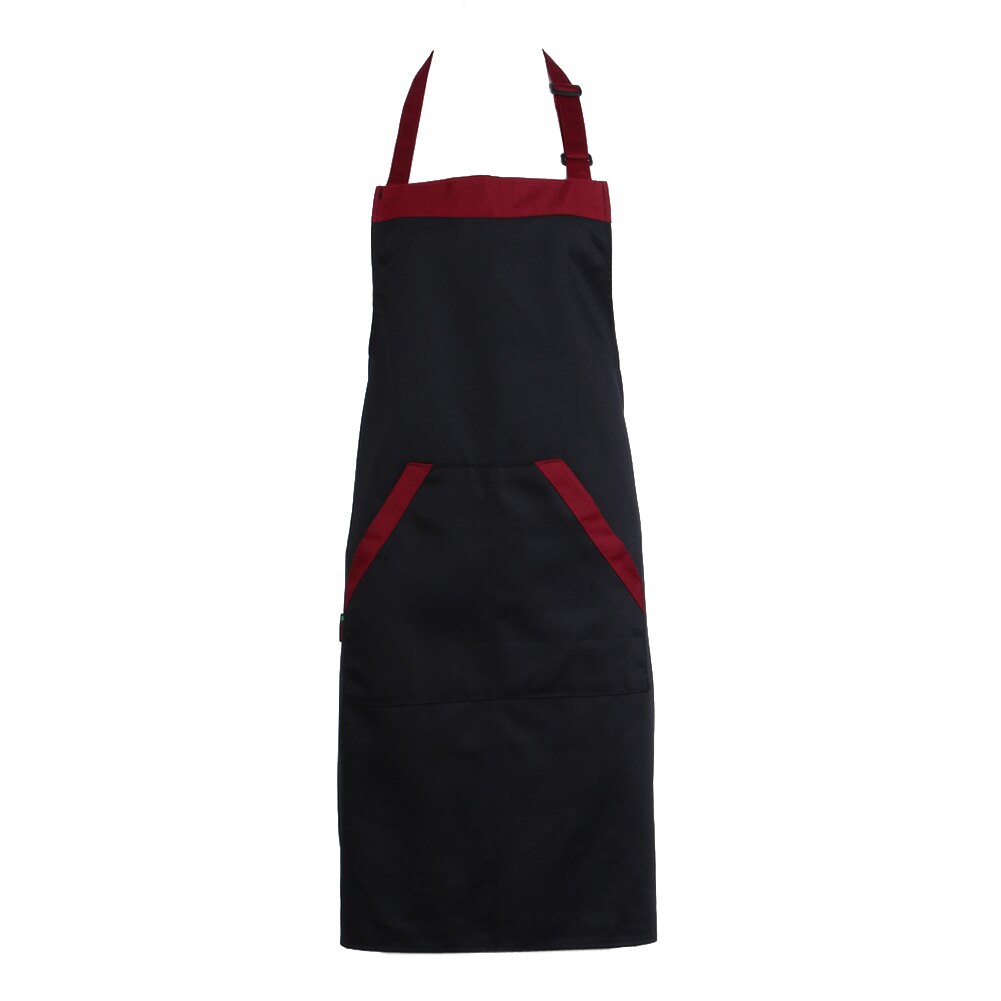 Noir rouge unisexe Chef cuisine cuisine traiteur dos nu tablier bavoir avec 2 poches taille unique en moyen accessoire de cuisine: Black