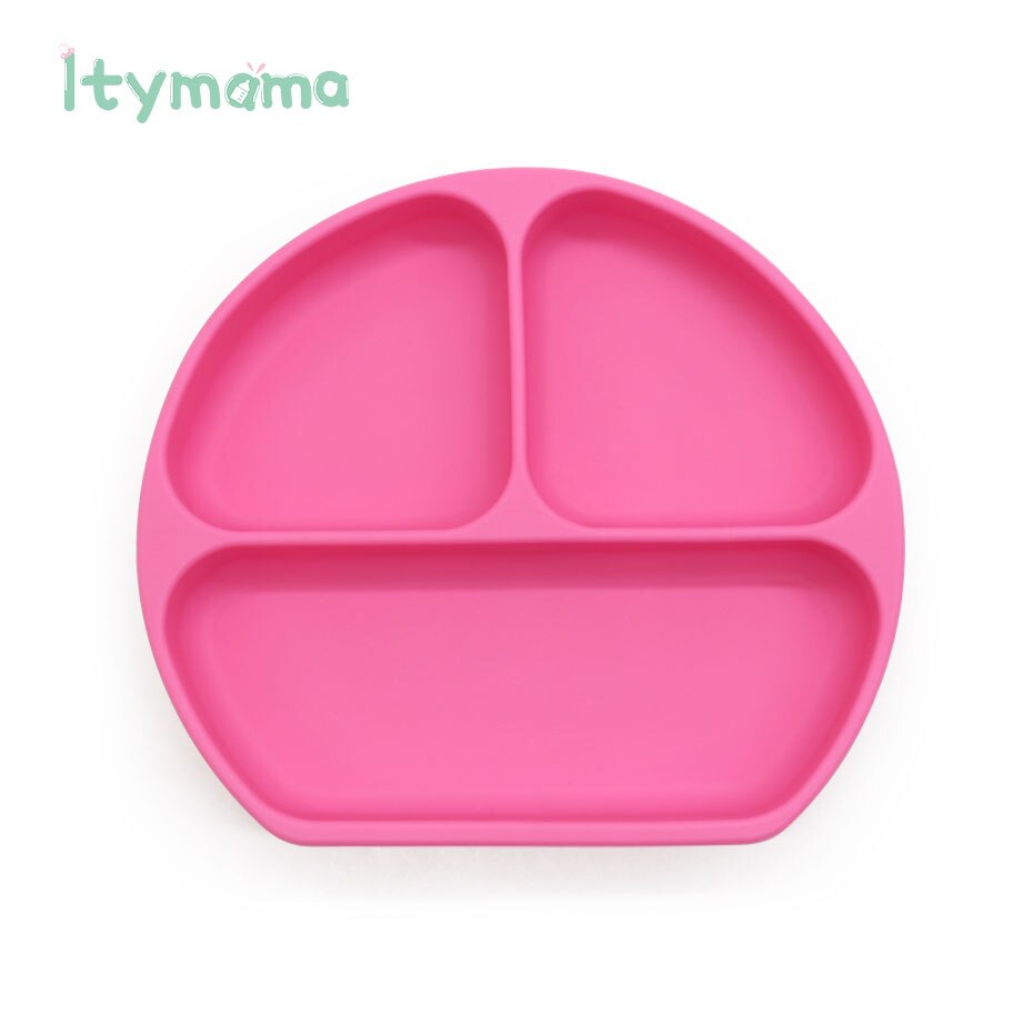 Lasten astiasto astiat vauvan silikoni tikkukulho imukuppilautanen vauvan syöttökulho lapsille vedenpitävä lasten lautanen: Macaron pinkki