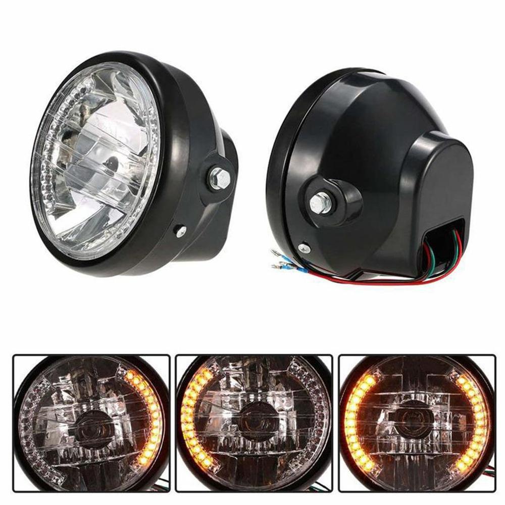 Motorcycle Modified Retro Headlights 7 Inch Angel Ring Headlights for Harley Far Near Light Steering Function Headlights