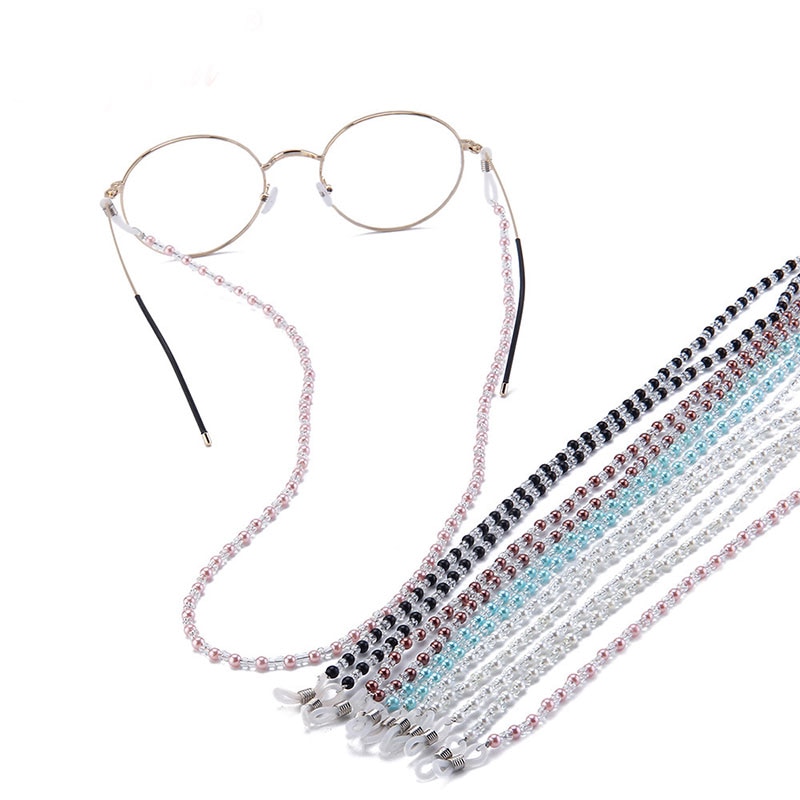 Luxus Glas Faux Perle Perlen draussen Brille Sport Seil Brillen Hängende Kette Sonnenbrille Schlüsselband Schnur Halsband Kette Schnur