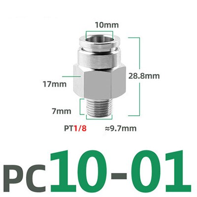 PC 1/8" 1/4" 3/8" 1/2" BSP external thread 304 stainless steel pipe pneumatic quick coupling trachea hose quick coupling: PC10-01