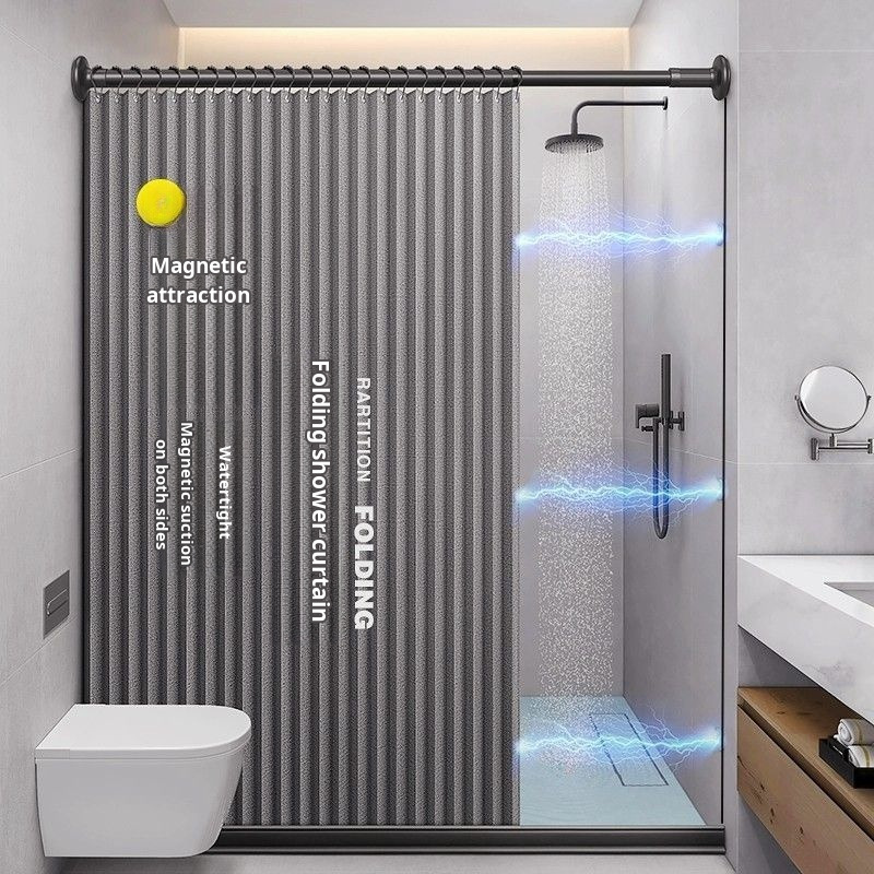 Schlecht Dusche Trennwand Falten unsichtbare wasserdichte Trennwand trockene und nasse Trenn dusche ohne Bohr Installation