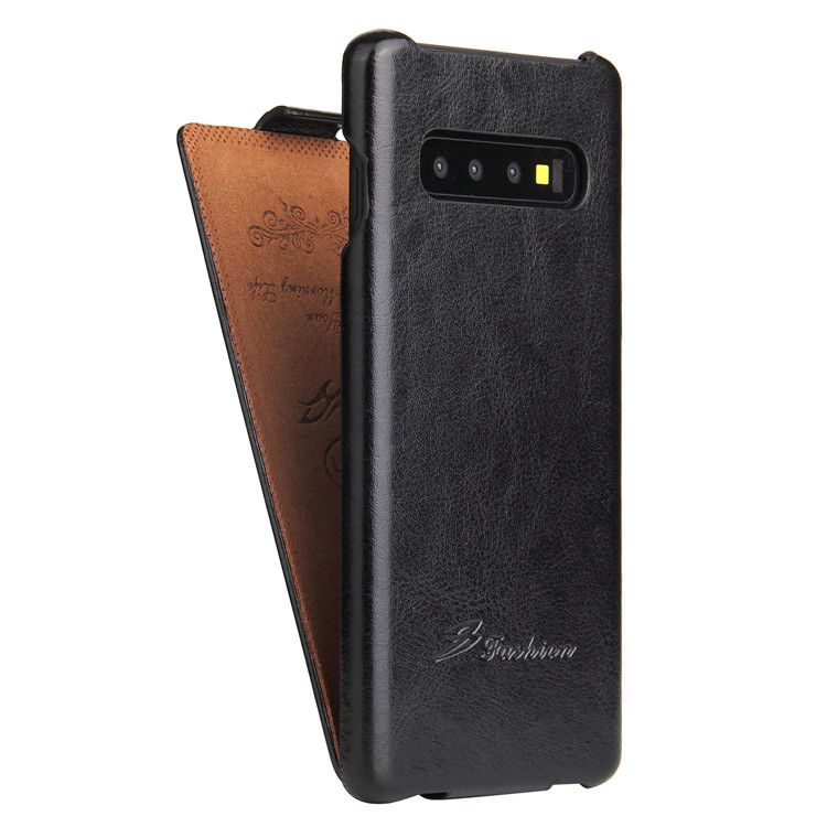 Retro de lujo R64 Funda de cuero de imitación para Samsung Galaxy S10 S8 más S9 Nota 8 funda vertical del teléfono: For S8 Plus / Black