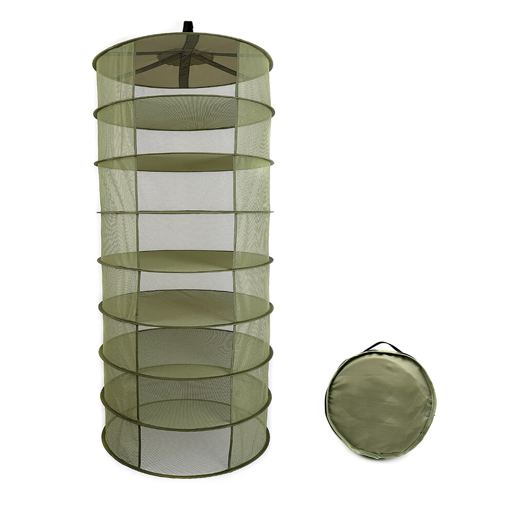 Kruid Drogen Netto 4/6/8 Lagen Opvouwbare Stof Visnet Opknoping Mand Droog Rek Zak Mesh Droger Voor Kruiden bloemen Planten Knoppen: Six Layer / Army Green