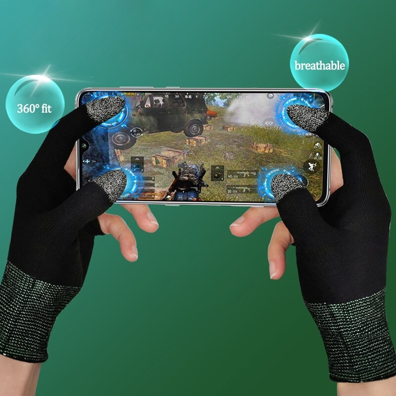 Fundas para los dedos para juegos de dos dedos, guantes para juegos de móvil, a prueba de sudor, para pantalla táctil, sin costuras, para controladores de juegos móviles