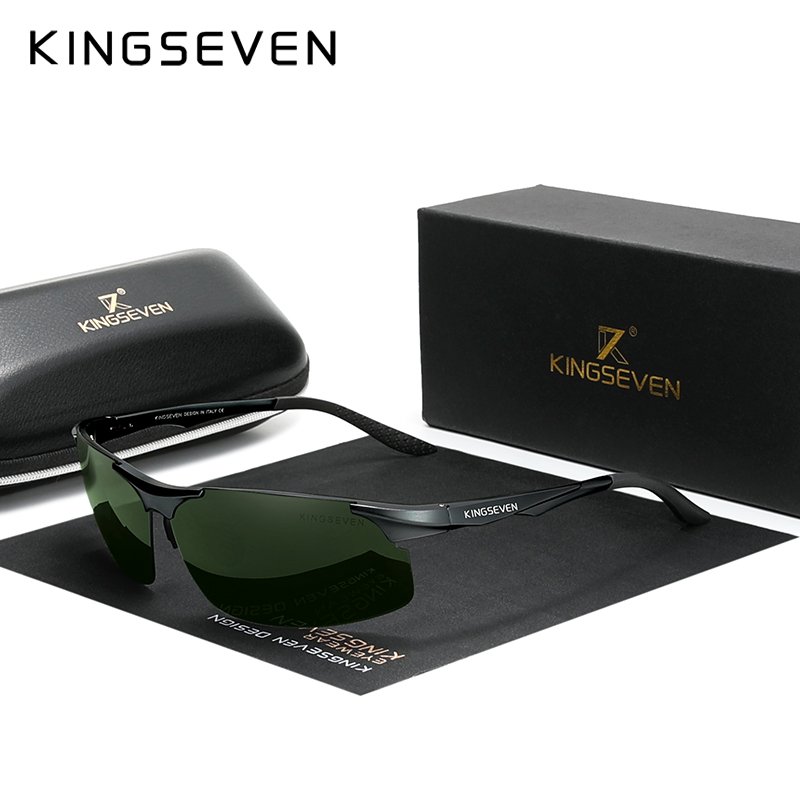 KINGSEVEN Cycling Polarized UV400 Sunglasses Men Aluminum Driving Mirror Lens Male Sun Glasses Aviation Women For Men Eyewear: green
