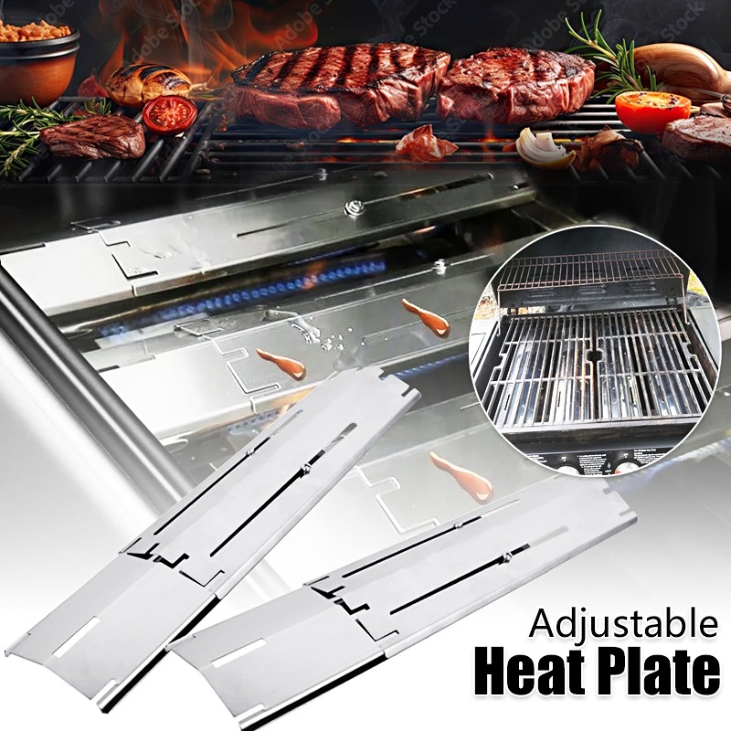 Adjustable Barbecue BBQ Grill Flame Tamers Burner Covers Heat Deflectors Stainless Steel Gas Grill Replacement Parts 1-4Packs