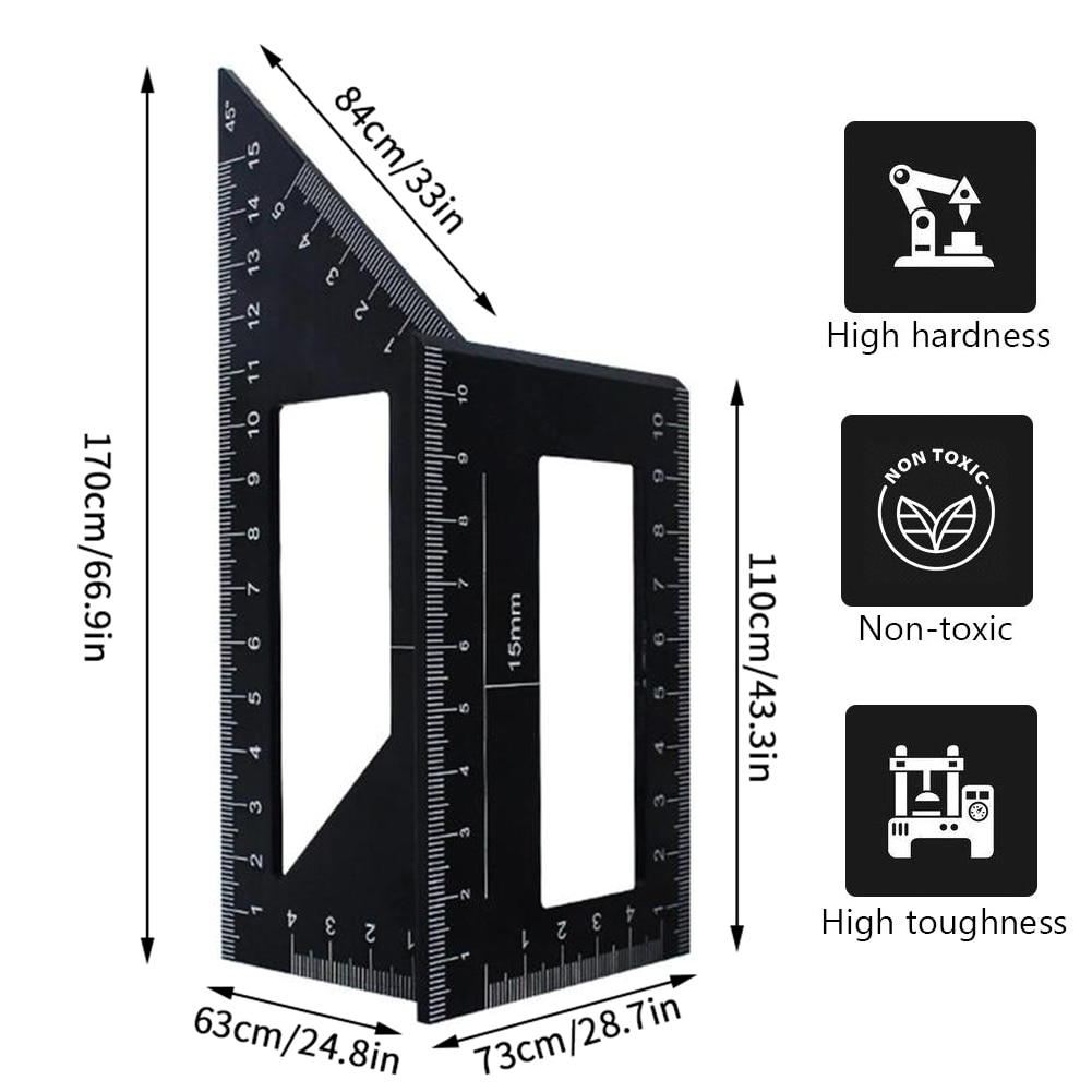 Woodworking Measure Ruler 45 90 Degree Aluminum Alloy Square Angle Ruler Tool Carpenter Square for Engineers Carpenters Tool
