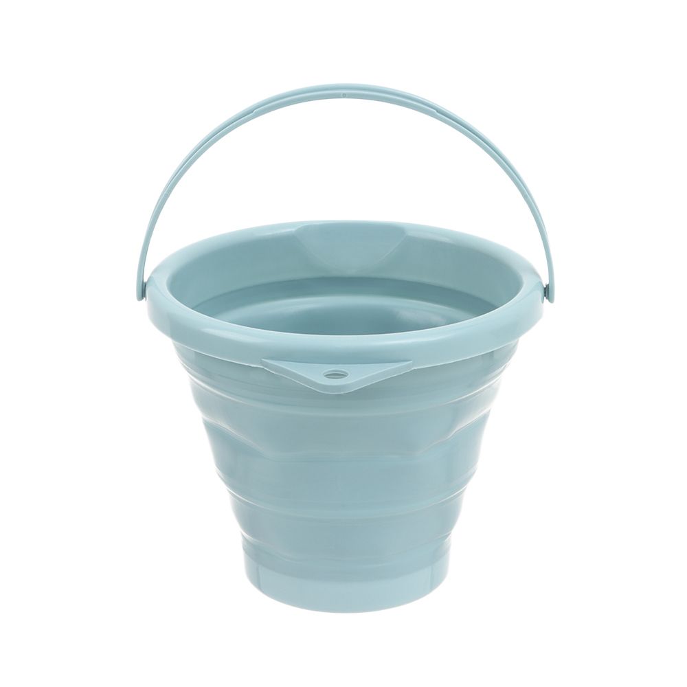 5/10L Portable Foldable Bucket Basin Tourism Outdoor Clean Bucket Fishing Camping Car Wash Mop Folding Buckets with Handle: Blue 5L