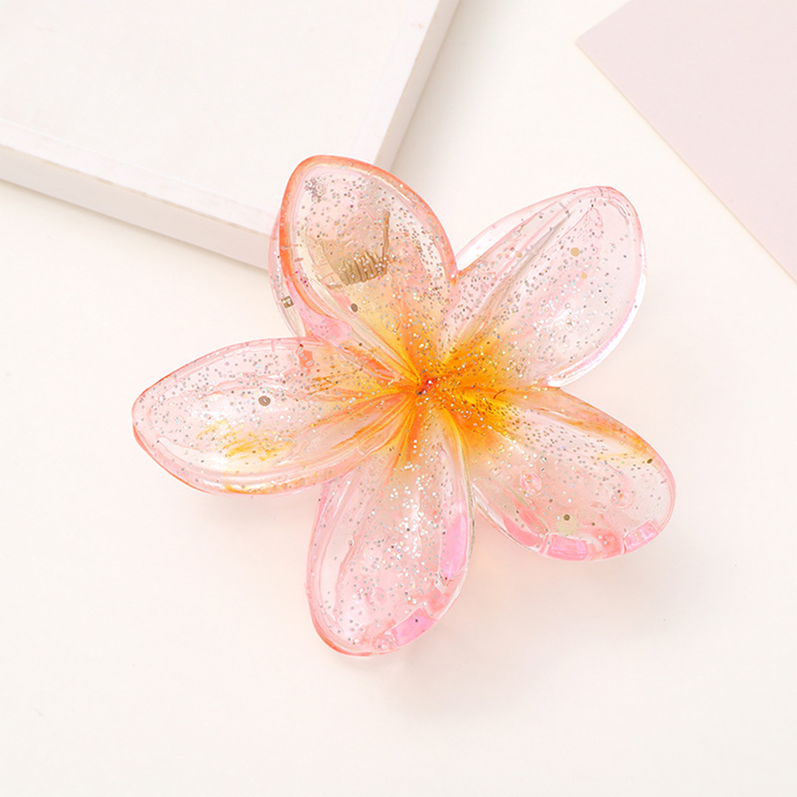 Gradient Flower Hair Clip Beach Hairpins Flower Claw Clips Hawaiian Style Headwear Summer Flower Hairpins Girls Hair Accessories: Titanium Plated