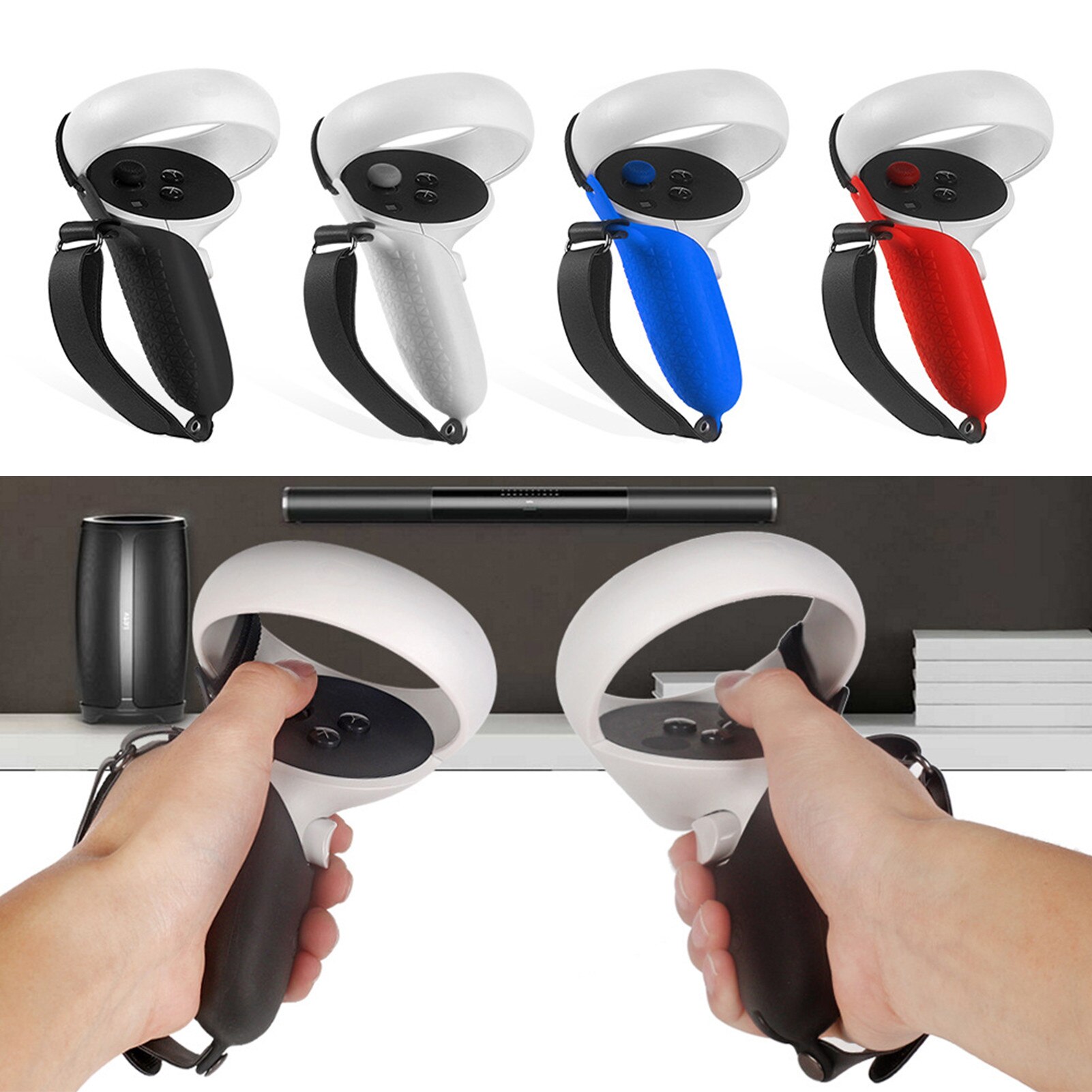 Handle Controller Silicone Grip Cover VR Accessories For Oculus Quest VR 2 Protection Cover With Handle Strap For Quest2