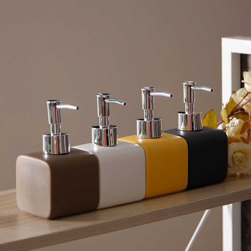 Flydende sæbe dispenser keramisk badeværelse shampoo shower gel flaske med 304 sus press type hoved shell bad hardware