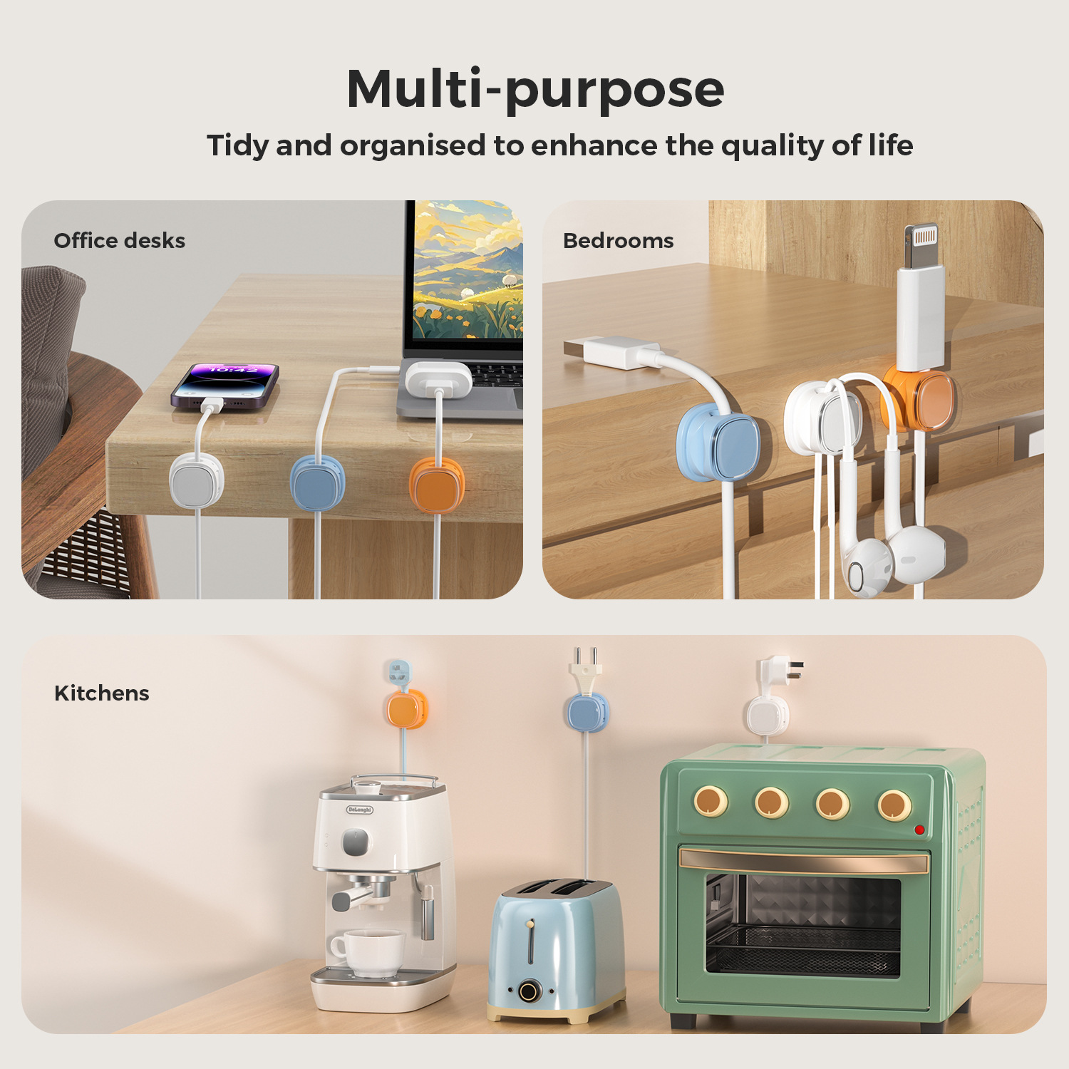 Självhäftande kabelorganisatör kabelklämma kabelhållare trådklämmor kabelhållare kabelorganisatör för hemmakontor hantering under skrivbord