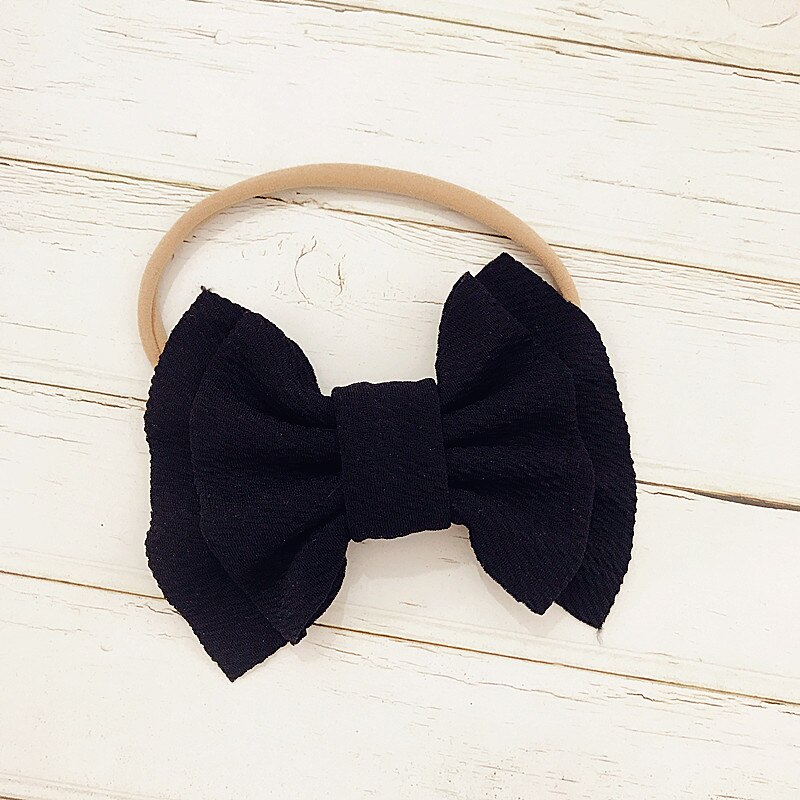 Menina headdress grande arco nó sólido bandana bandana elástica nó headdress acessórios: Black