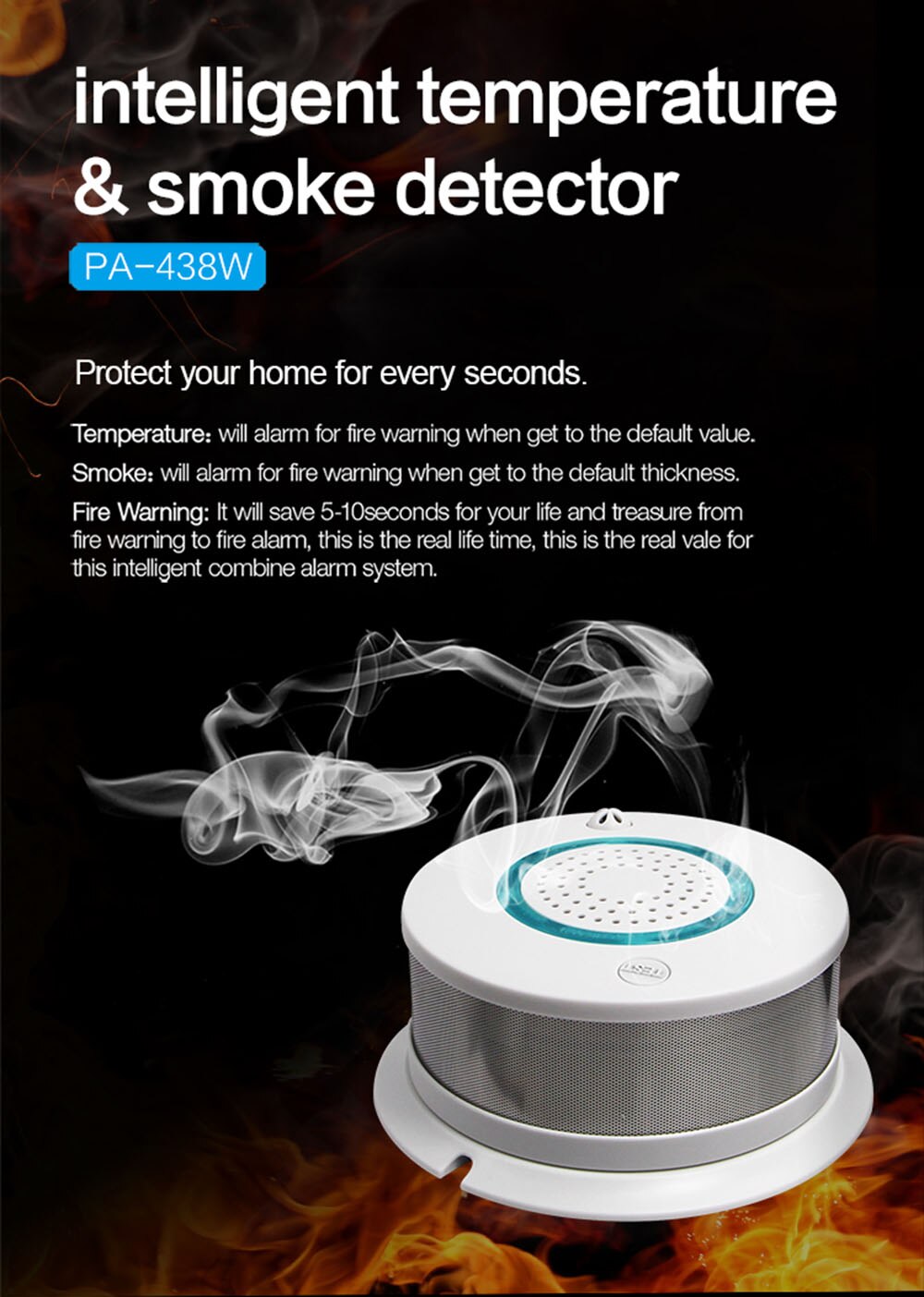 WiFi Smoke+Heat Detector Independent Alarm Wireless Fire Protection Smoke Sensor Home Security Fire Equipment Smart APP Control