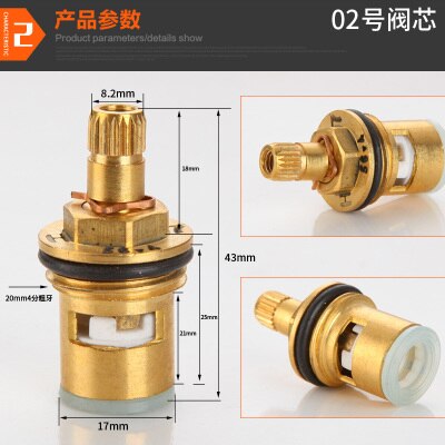 Standaard Thermostatische Spool Koperen Keramische Kraan Cartridge Water Mengkraan Innerlijke Spoel Handvat Schakelaar Reparatie Accessoires: 2
