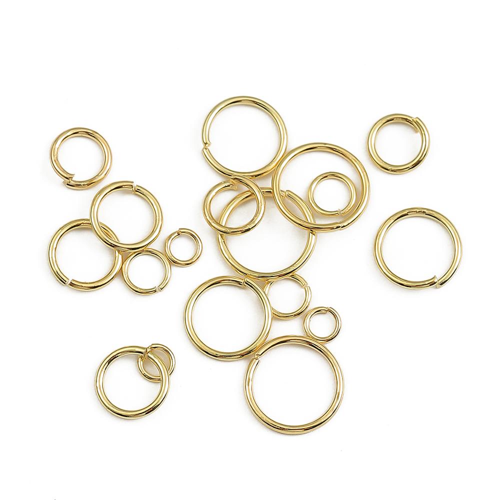 100pcs/lot 18k Gold Plated Loops Single Open Jump Rings Round Split Rings Connectors For DIY Jewelry Making Findings Accessories