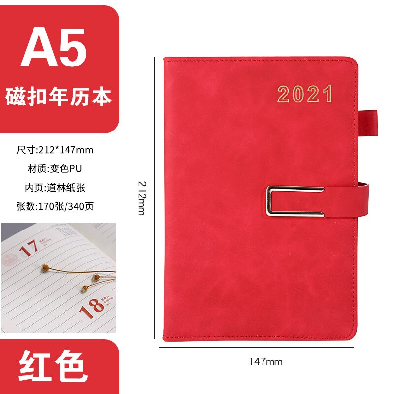 Agenda Planner Organizer A5 Diary Notebook And Journals Kawaii Daily Weekly Monthly Plan Time Schedule Office Notepad: red