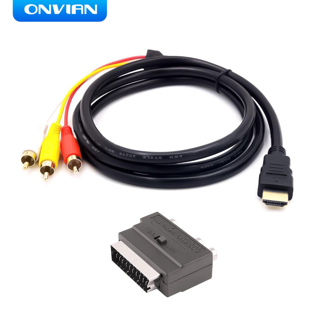 Onvian Hdmi Hd Kabel Om 3RCA Audio Kabel Met Scart Twee-In-een Adapter Kabel 1.5 Meter Voor projector/Dvd/Tv Audio Connector